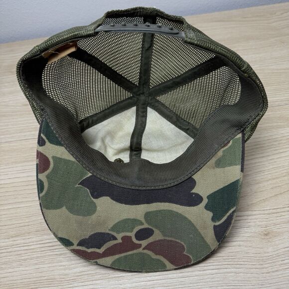 Vintage Ducks Unlimted Camo Patch Hat with Pins Made in USA Trucker Hunting Camp - Picture 9 of 14